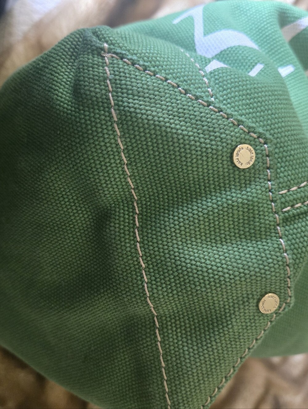 Kate Spade Green Canvas Tote Bag with Contrast Handles - Picture 5 of 6